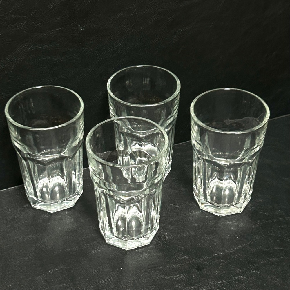Libbey DuraTuff Glass Tumblers Set of 4 Vintage Clear 8 Paneled 4.75" USA - Picture 3 of 7